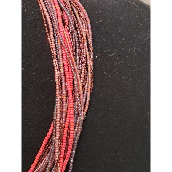 Peyote Bird Multi Strand Seed Beed Necklace 19.5" Crochet Button Fasten NWT - Picture 2 of 8